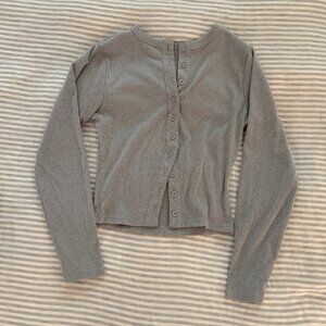 Grey ribbed button up longsleeve